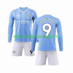 Maillot de Foot Manchester City Haaland 9 Enfant Domicile 2023-2024 Manche Longue