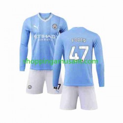 Maillot de Foot Manchester City Phil Foden 47 Enfant Domicile 2023-2024 Manche Longue