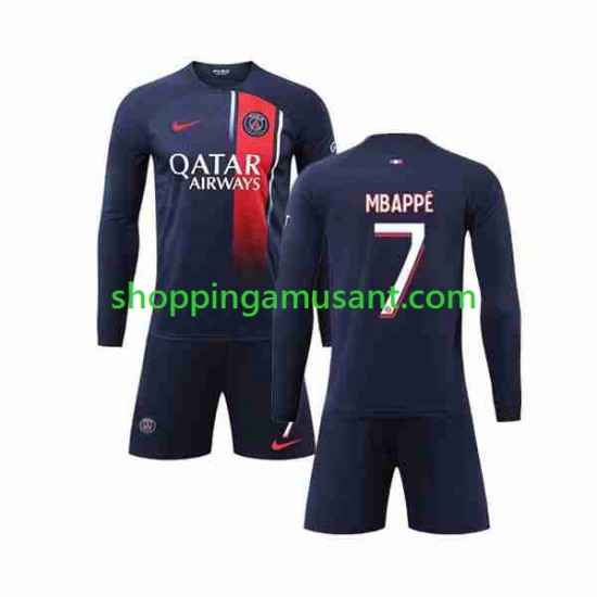 Maillot de Foot Paris Saint-Germain Mbappé Kylian 7 Enfant Domicile 2023-2024 Manche Longue