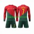 Maillot de Foot Portugal Ronaldo 7 Enfant Domicile Coupe du Monde 2022 Manche Longue