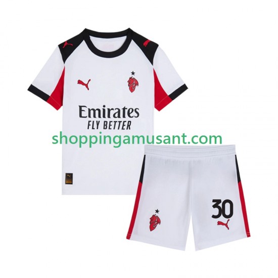 Maillot de Foot AC Milan Ardon Jashari 30 Enfant Extérieur 2025-2026 Manche Courte