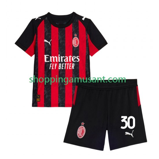 Maillot de Foot AC Milan Ardon Jashari 30 Enfant Domicile 2025-2026 Manche Courte
