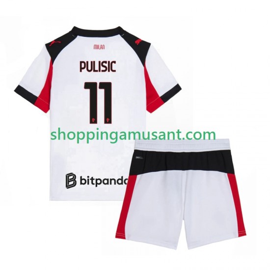 Maillot de Foot AC Milan Christian Pulisic 11 Enfant Extérieur 2025-2026 Manche Courte