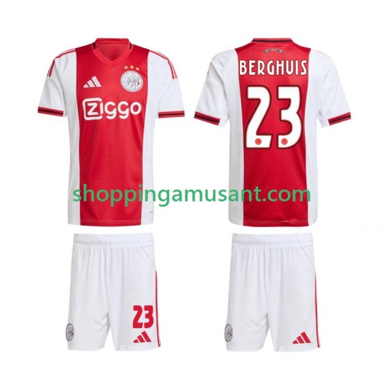 Maillot de Foot Ajax Amsterdam Steven Berghuis 23 Enfant Domicile 2025-2026 Manche Courte