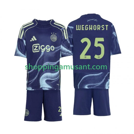 Maillot de Foot Ajax Amsterdam Wout Weghorst 25 Enfant Extérieur 2025-2026 Manche Courte