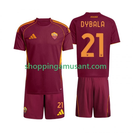 Maillot de Foot AS Rome Dybala 21 Enfant Domicile 2025-2026 Manche Courte