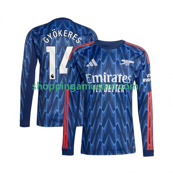 Maillot de Foot Arsenal Viktor Gyokeres 14 Homme Extérieur 2025-2026 Manche Longue