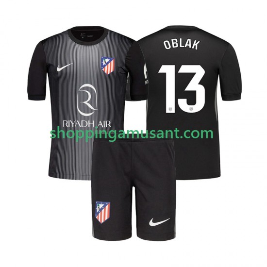 Maillot de Foot Atlético Madrid Jan Oblak 13 Gardien Enfant Extérieur 2025-2026 Manche Courte