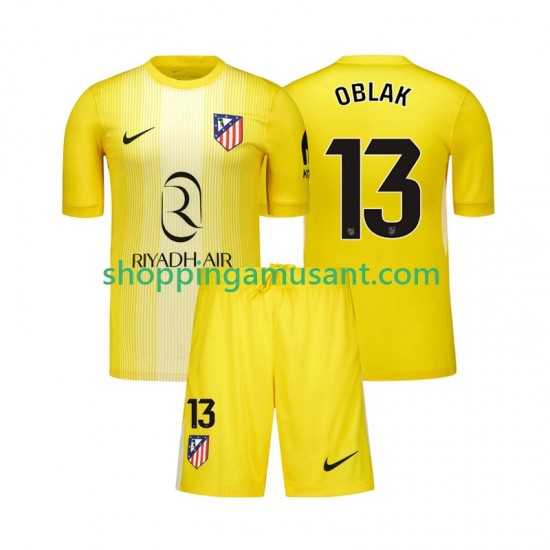 Maillot de Foot Atlético Madrid Jan Oblak 13 Gardien Enfant Domicile 2025-2026 Manche Courte