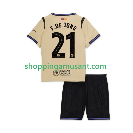 Maillot de Foot FC Barcelone Frenkie de Jong 21 UCL Enfant Extérieur 2025-2026 Manche Courte