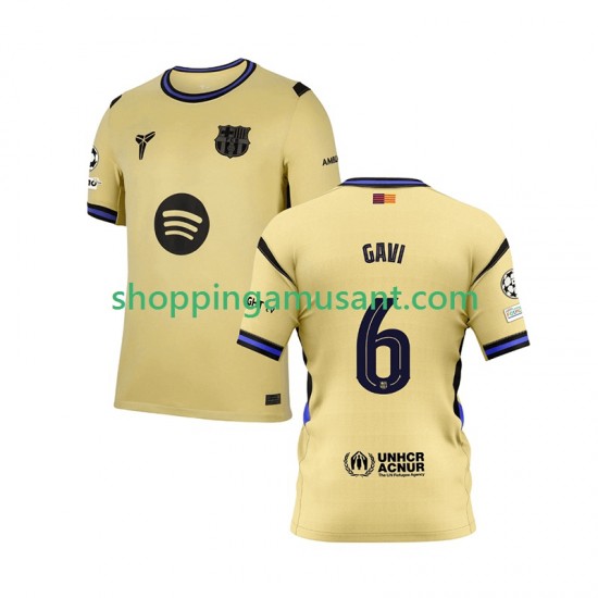 Maillot de Foot FC Barcelone Gavi 6 Champions League Homme Extérieur 2025-2026 Manche Courte