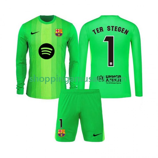 Maillot de Foot FC Barcelone Ter Stegen 1 Gardien Enfant Domicile 2025-2026 Manche Longue