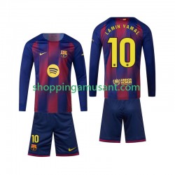 Maillot de Foot FC Barcelone Lamine Yamal 10 Enfant Domicile 2025-2026 Manche Longue