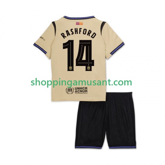 Maillot de Foot FC Barcelone Marcus Rashford 14 UCL Enfant Extérieur 2025-2026 Manche Courte