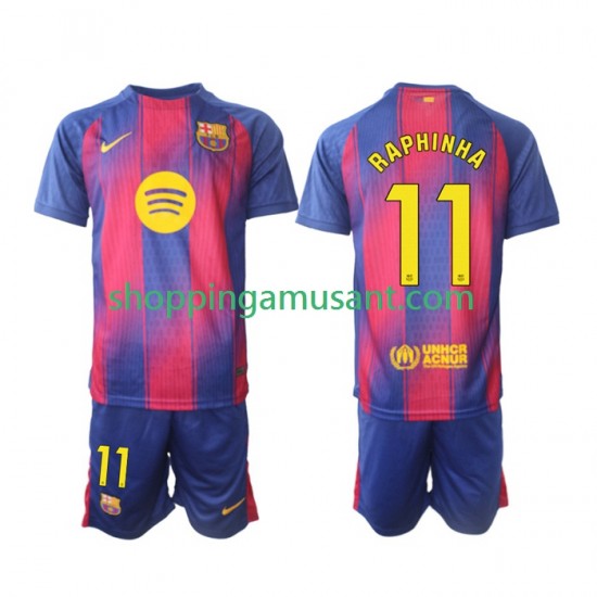 Maillot de Foot FC Barcelone Raphinha 11 Enfant Domicile 2025-2026 Manche Courte