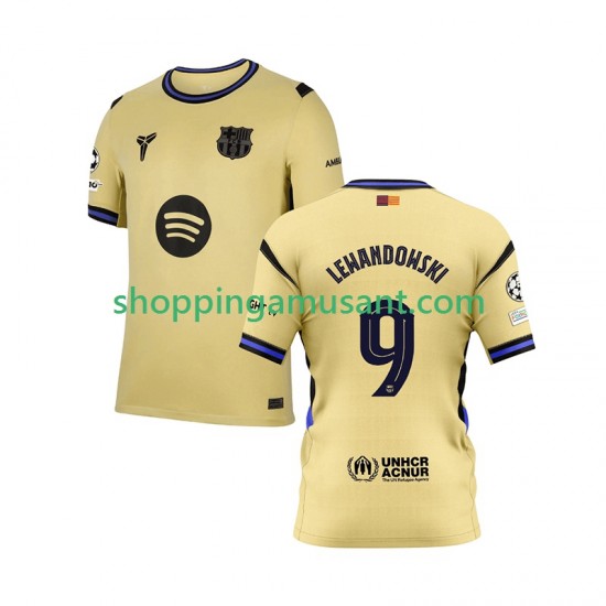 Maillot de Foot FC Barcelone Robert Lewandowski 9 Champions League Homme Extérieur 2025-2026 Manche Courte