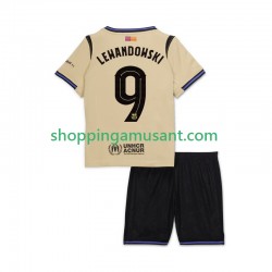 Maillot de Foot FC Barcelone Robert Lewandowski 9 UCL Enfant Extérieur 2025-2026 Manche Courte