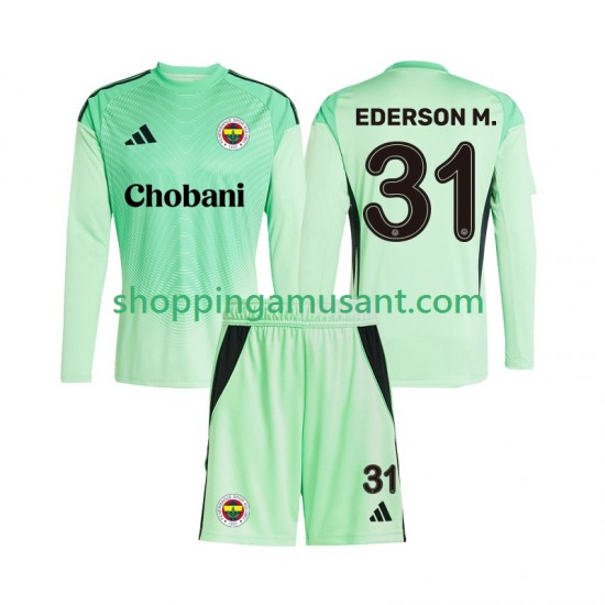 Maillot de Foot Fenerbahce Ederson Moraes 31 Gardien Enfant Extérieur 2025-2026 Manche Longue