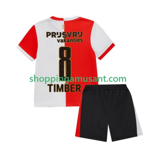 Maillot de Foot Feyenoord Rotterdam Quinten Timber 8 Enfant Domicile 2025-2026 Manche Courte