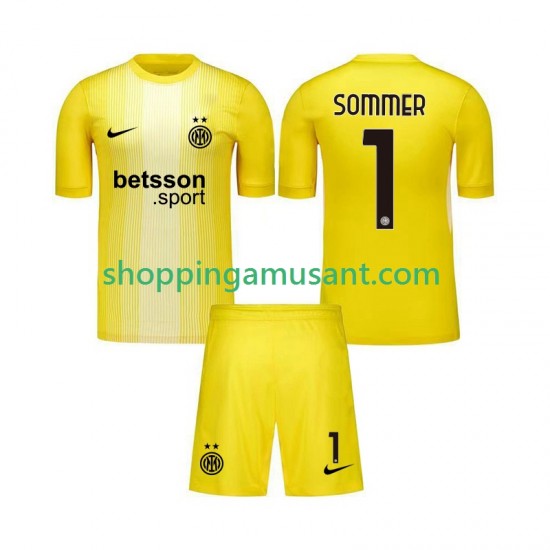 Maillot de Foot Inter Milan Yann Sommer 1 Gardien Enfant Extérieur 2025-2026 Manche Courte