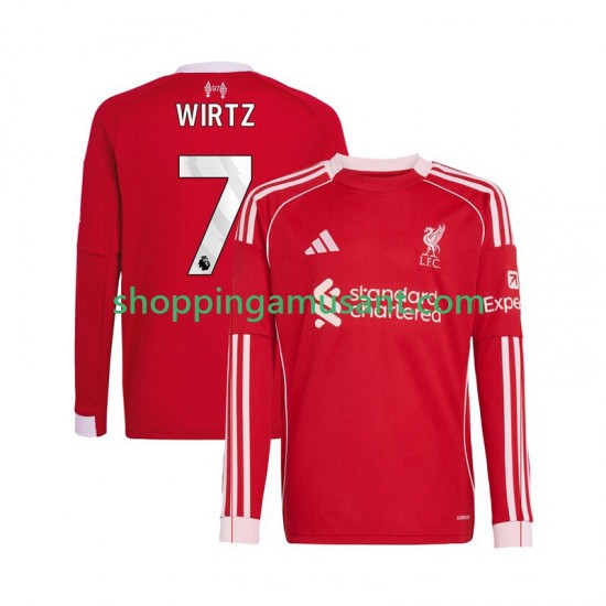 Maillot de Foot Liverpool Florian Wirtz 7 Homme Domicile 2025-2026 Manche Longue