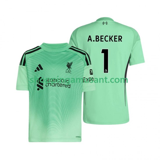 Maillot de Foot Liverpool Alisson Becker 1 Gardien Homme Domicile 2025-2026 Manche Courte