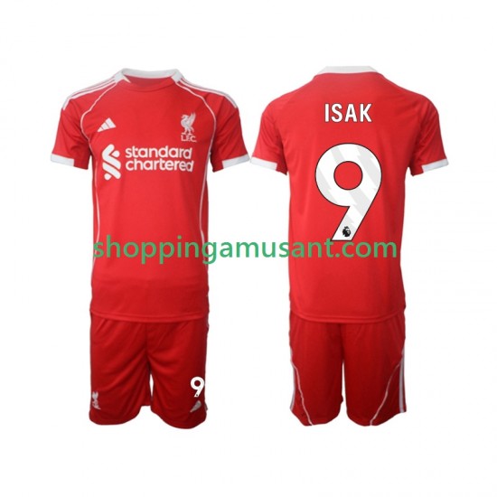 Maillot de Foot Liverpool ISAK 9 Enfant Domicile 2025-2026 Manche Courte