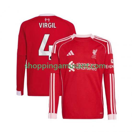Maillot de Foot Liverpool Virgil van Dijk 4 Homme Domicile 2025-2026 Manche Longue