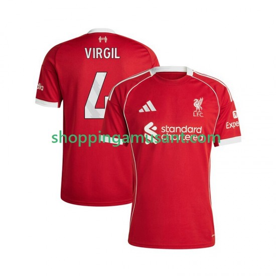 Maillot de Foot Liverpool Virgil van Dijk 4 Homme Domicile 2025-2026 Manche Courte