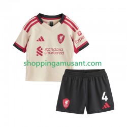 Maillot de Foot Liverpool Virgil van Dijk 4 Enfant Extérieur 2025-2026 Manche Courte