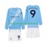 Maillot de Foot Manchester City Erling Haaland 9 Enfant Domicile 2025-2026 Manche Longue
