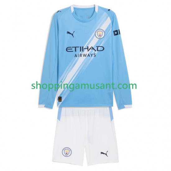 Maillot de Foot Manchester City Enfant Domicile 2025-2026 Manche Longue