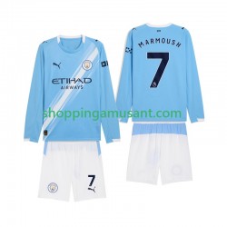 Maillot de Foot Manchester City Omar Marmoush 7 Enfant Domicile 2025-2026 Manche Longue