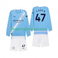 Maillot de Foot Manchester City Phil Foden 47 Enfant Domicile 2025-2026 Manche Longue