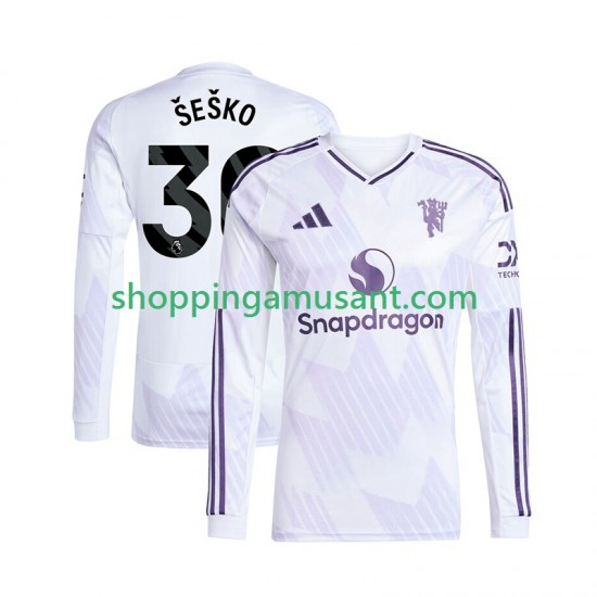 Maillot de Foot Manchester United Benjamin Sesko 30 Homme Extérieur 2025-2026 Manche Longue