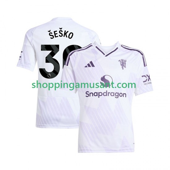Maillot de Foot Manchester United Benjamin Sesko 30 Homme Extérieur 2025-2026 Manche Courte