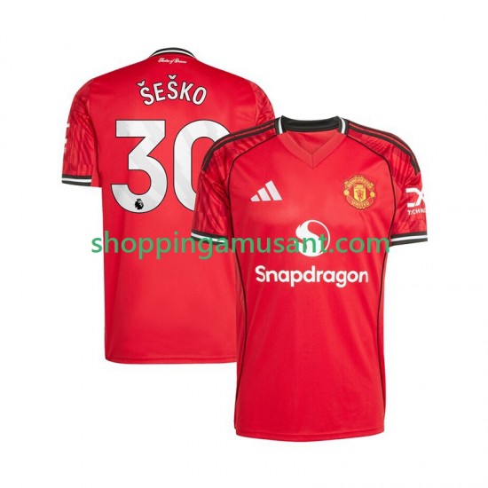 Maillot de Foot Manchester United Benjamin Sesko 30 Homme Domicile 2025-2026 Manche Courte