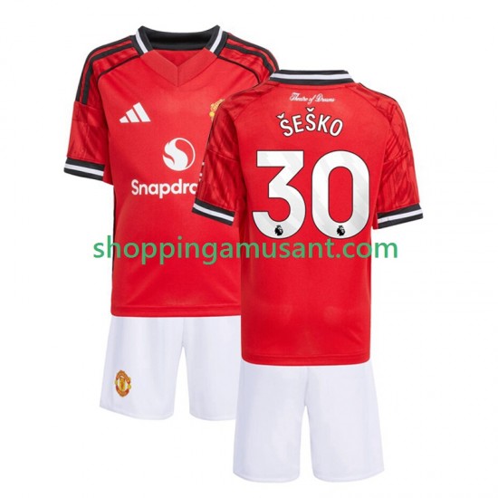 Maillot de Foot Manchester United Benjamin Sesko 30 Enfant Domicile 2025-2026 Manche Courte