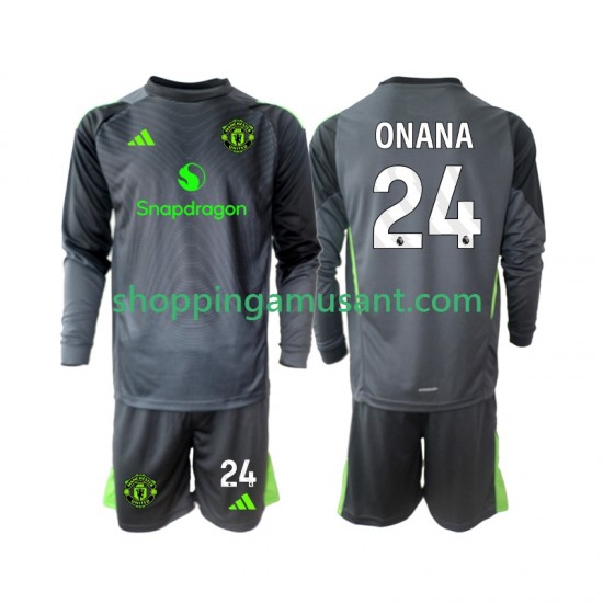 Maillot de Foot Manchester United Andre Onana 24 Gardien Enfant Extérieur 2025-2026 Manche Longue