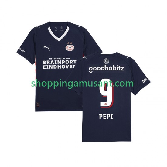 Maillot de Foot PSV Eindhoven Ricardo Pepi 9 Homme Extérieur 2025-2026 Manche Courte