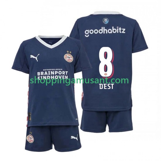 Maillot de Foot PSV Eindhoven Sergino Dest 8 Enfant Extérieur 2025-2026 Manche Courte