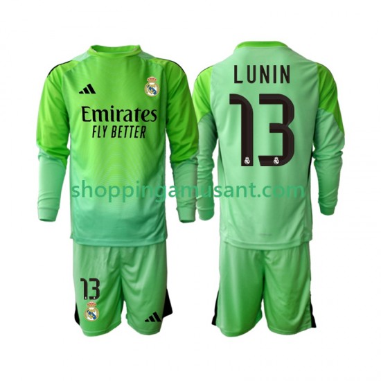 Maillot de Foot Real Madrid Andriy Lunin 13 Gardien Enfant Extérieur 2025-2026 Manche Longue