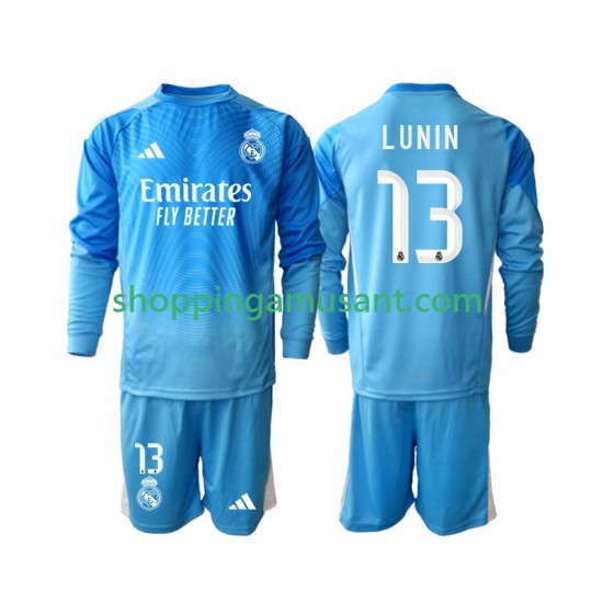 Maillot de Foot Real Madrid Andriy Lunin 13 Gardien Enfant Domicile 2025-2026 Manche Longue