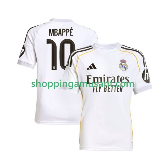 Maillot de Foot Real Madrid Mbappé Kylian 10 Homme Domicile 2025-2026 Manche Courte