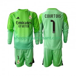 Maillot de Foot Real Madrid Thibaut Courtois 1 Enfant Extérieur 2025-2026 Manche Longue