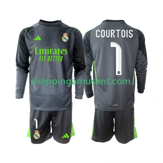 Maillot de Foot Real Madrid Thibaut Courtois 1 Enfant Neutre 2025-2026 Manche Longue
