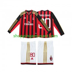 Maillot de Foot AC Milan RONALDINHO 80 2013 2014 Rétro Enfant Domicile Manche Longue