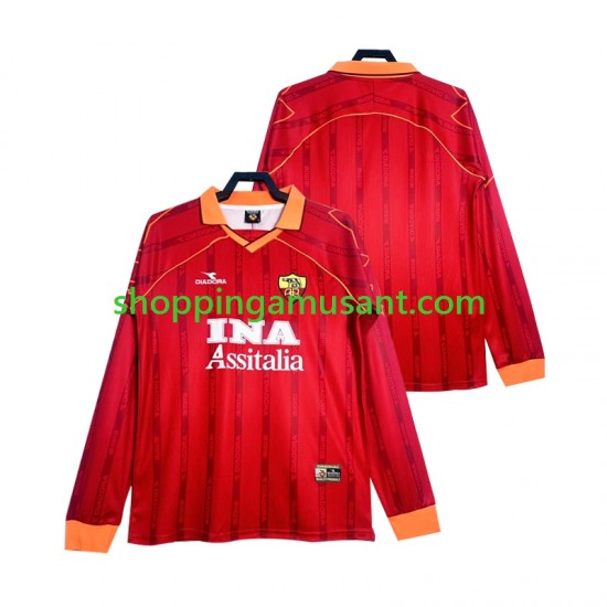 Maillot de Foot AS Rome 2000 Rétro Homme Domicile 1999 Manche Longue