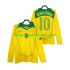 Maillot de Foot Brésil RONALDINHO 10 Rétro Homme Domicile 2004 Manche Longue