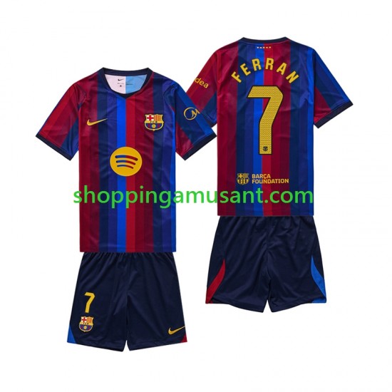 Maillot de Foot FC Barcelone Ferran Torres 7 Enfant Domicile 2026-2027 Manche Courte